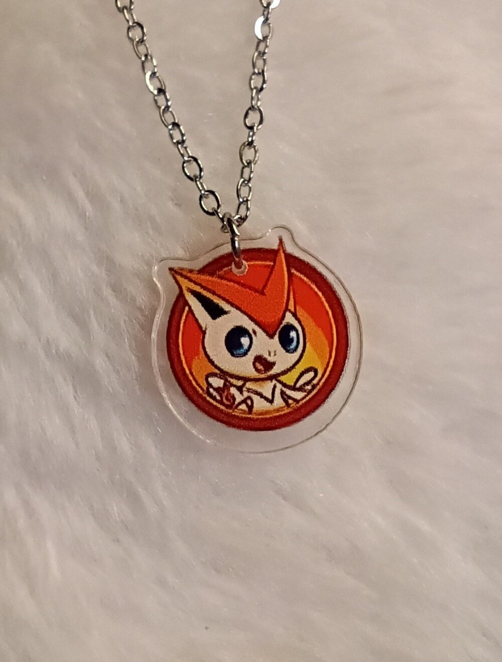 Pokemon Victini Round Acrylic Stainless Steel Necklace